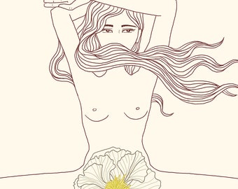 limited edition print, illustration, self flower, A4 size