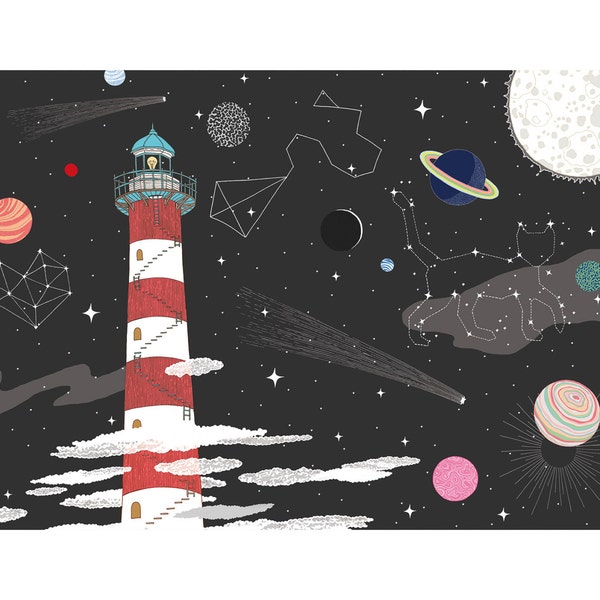 The tallest lighthouse on Earth, children illustration