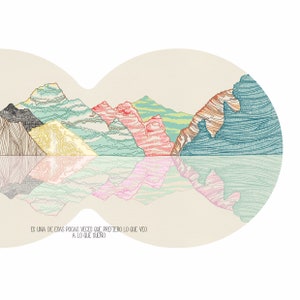 mountains illustration, limited edition print blue sky image 5