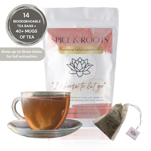 SPICE AND ROOTS Herbal Tea Blend Supermix Roots & Seeds Ginger Turmeric Beverage
