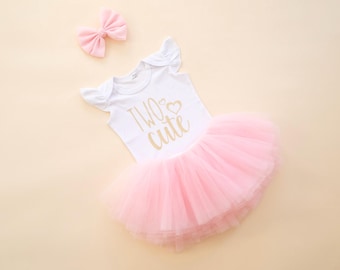 Girl's 2nd Birthday Tutu Outfit, Pink Bow, Ruffle Shirt