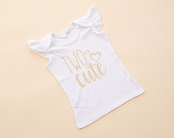 2nd Birthday Girl Shirt: Gold Glitter Toddler Outfit