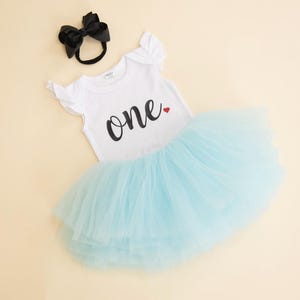 Alice in Onederland First Birthday Outfit: Tutu, Bodysuit & Headband