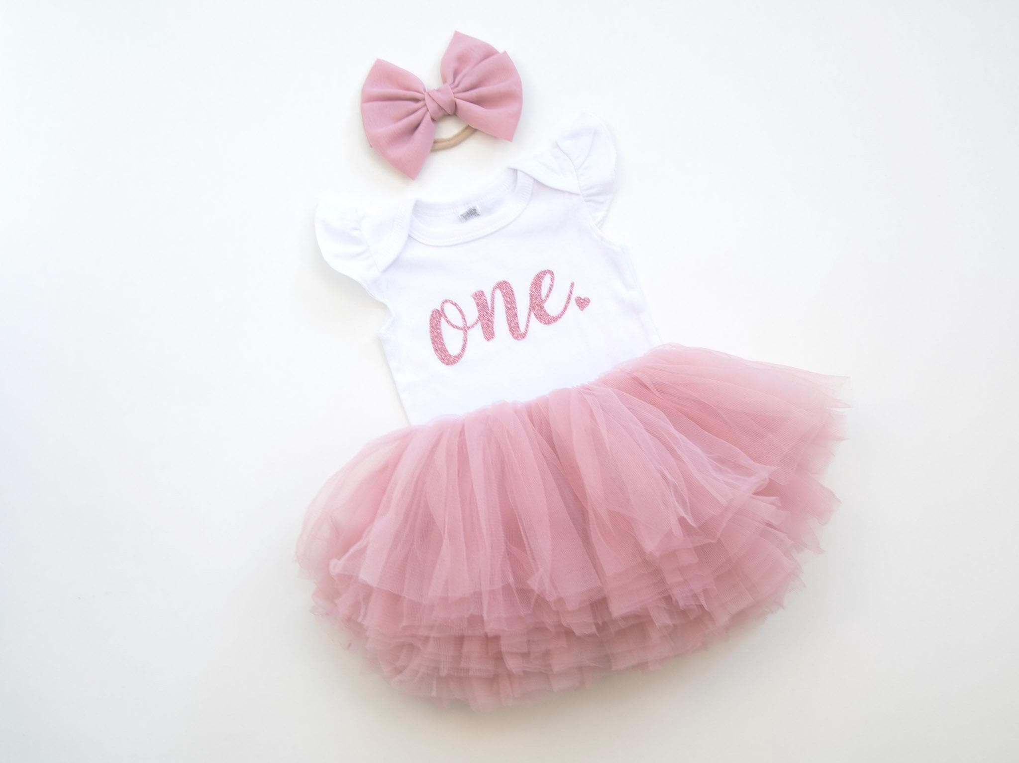 First Birthday Outfit Girl: Rose Gold Tutu Set