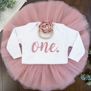 First Birthday Outfit Girl, 1st Birthday Outfit Girl, One Birthday tutu, 1st birthday tutu, tutu set, rose gold 1st birthday