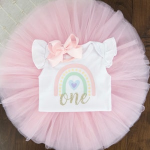 Rainbow 1st Birthday Outfit Girl, First Birthday Outfit Girl, One Birthday tutu, 1st birthday tutu, tutu set, boho 1st birthday
