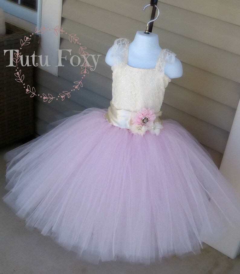 ivory and pink flower girl dresses
