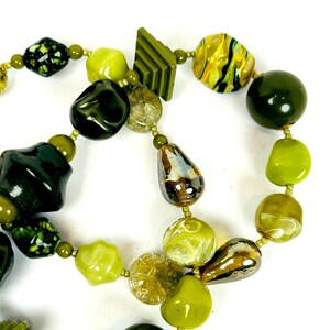 WASHED BY RAIN Bold Vintage Beads in Tones of Olive and Lime