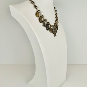 STORY TIME Evocative Religious Medallions and Almond-Shaped Silver Tone Wired Beads in an Eye-Catching Choker image 8