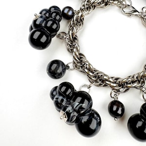 FOR COMING THUNDER Storm Cloud-Like Vintage Beads on a Steel-Toned Vintage Rope Chain