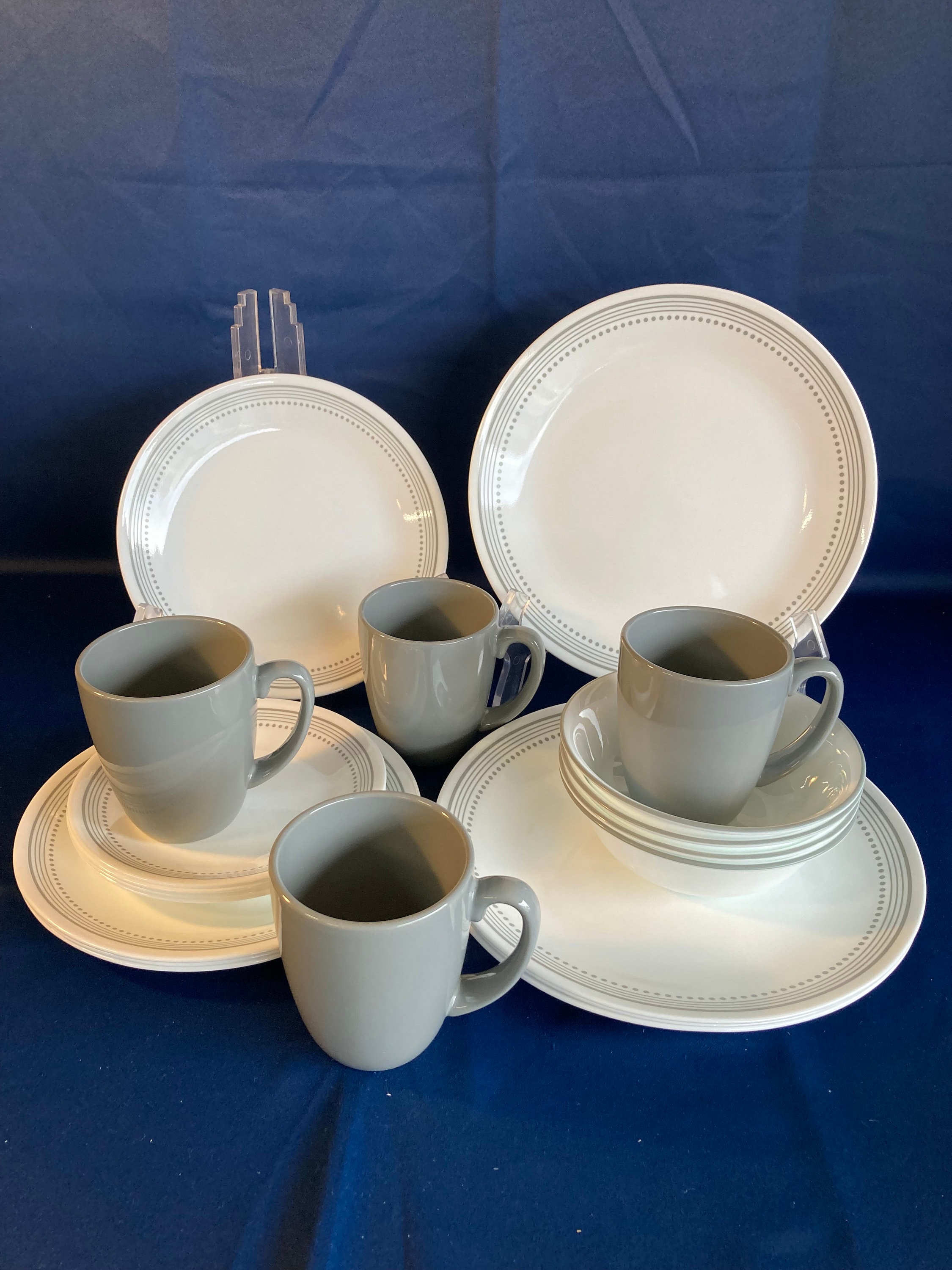 20 Piece Corelle Mystic Gray Dinnerware Set Service for 4 Etsy