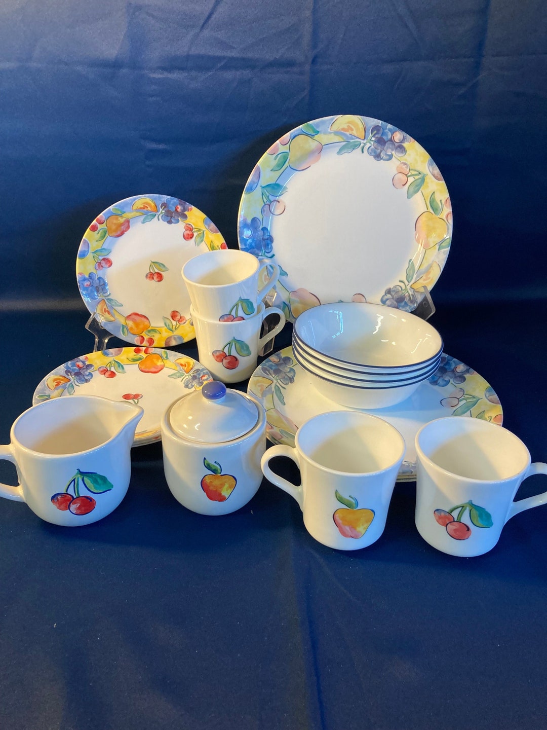 19 Piece Corelle Fruit Basket Dinnerware Set, Service for 4 Etsy