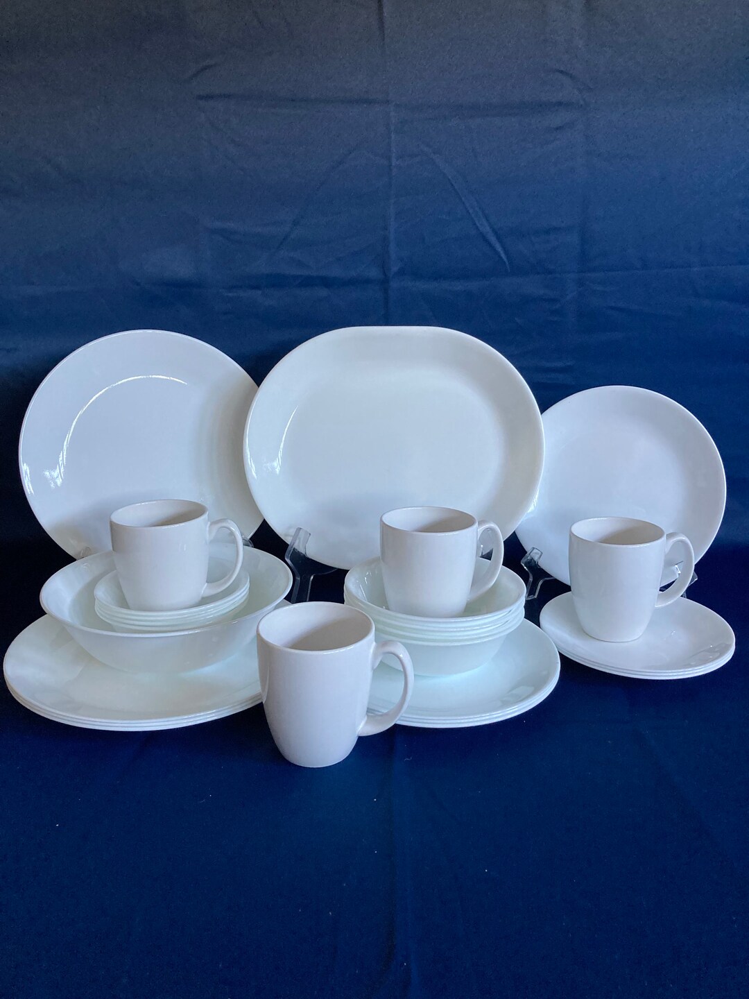 25 Pieces of Corelle Winter Frost White Dinnerware Etsy