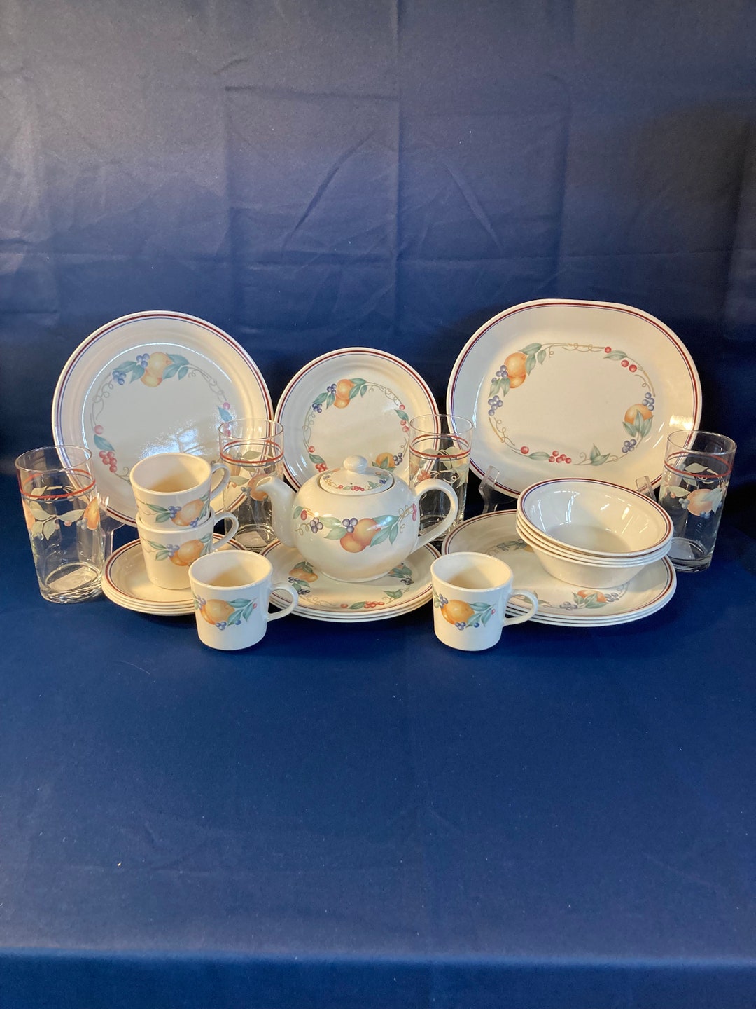 27 Piece Corelle Abundance Dinnerware Set, Service for 4 Etsy