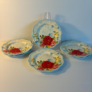 6 Pioneer Woman Sweet Rose Salad Plates