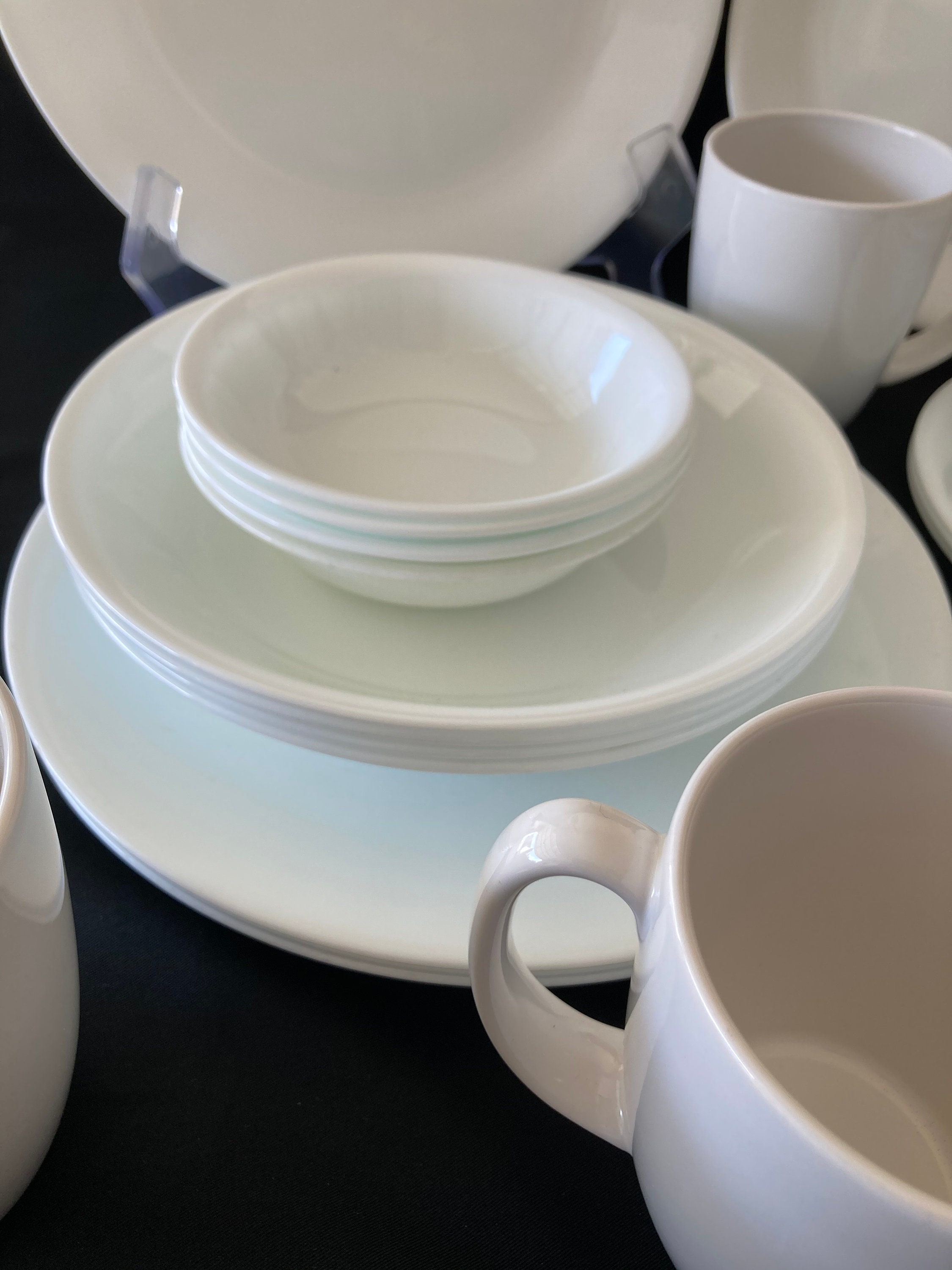 28 Piece Corelle Winter Frost White Dinnerware Set Service Etsy