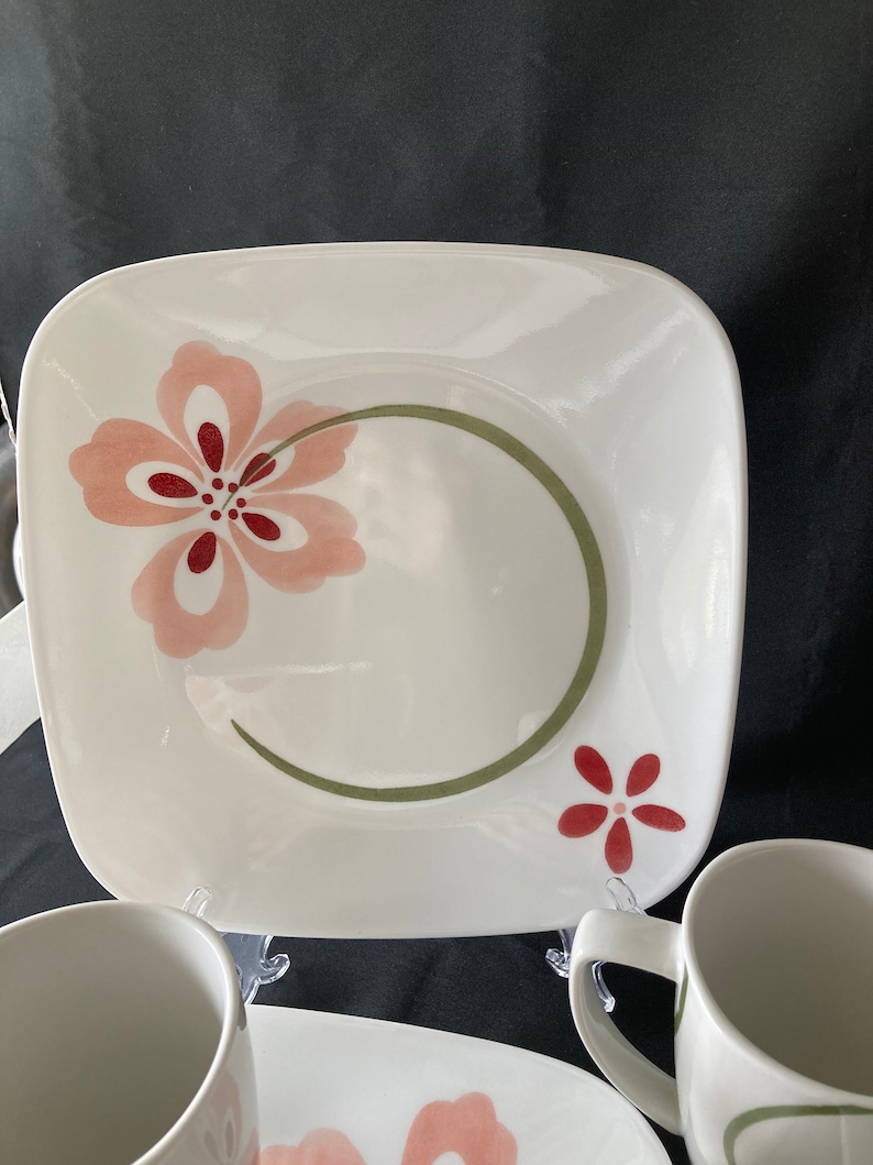16 Piece Corelle Pretty Pink Dinnerware Set Service For 4 Etsy
