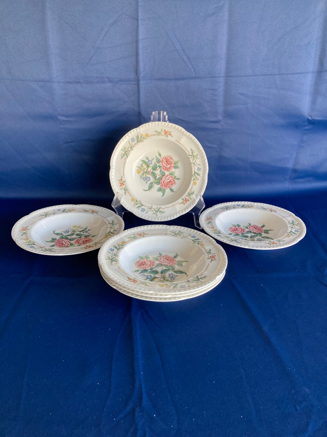 6 Johnson Brothers Garden Party Rimmed Soup Bowls Etsy