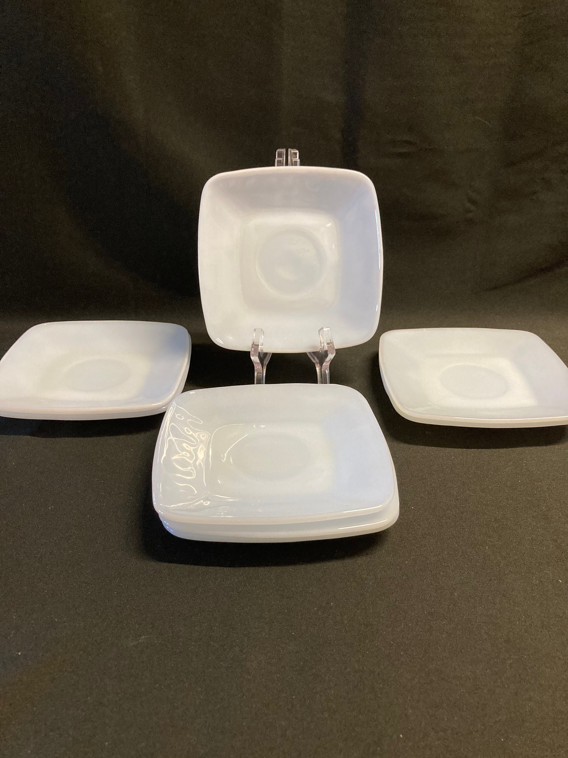 8 Fire King Azurite Charm Square Saucers