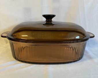 Visions By Corning Amber 4L Oval Covered Roaster