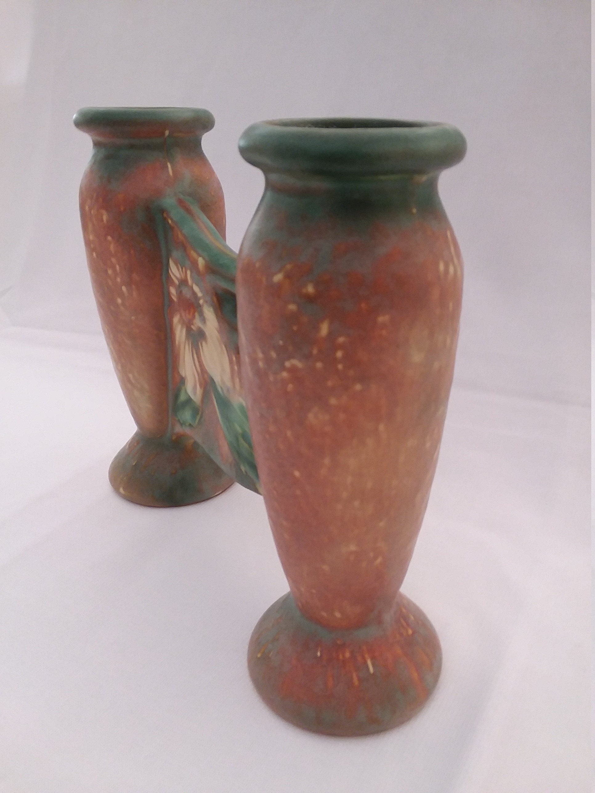 Roseville Pottery Dahlrose Double Bud Vase Etsy