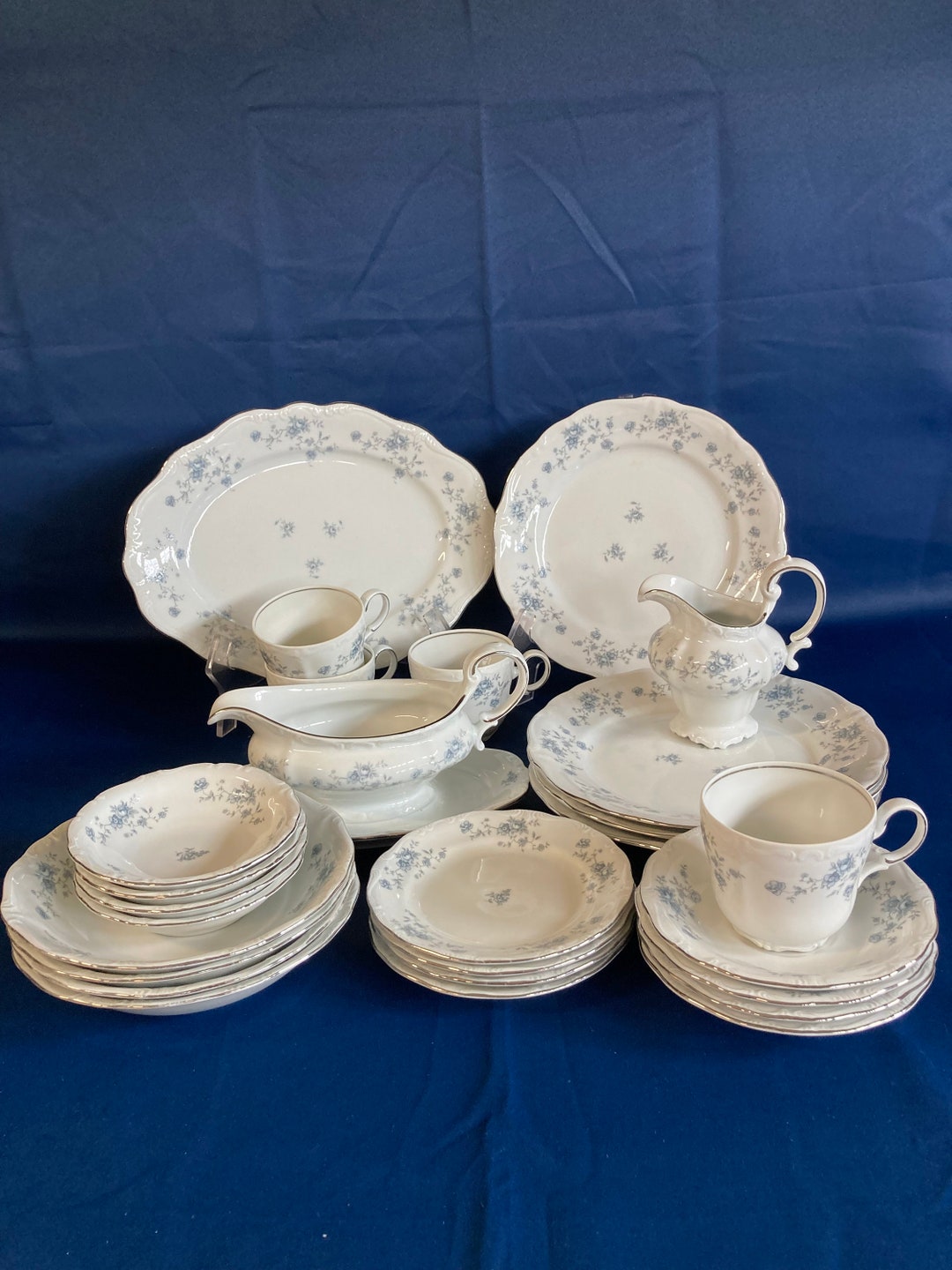 27 Piece Johann Haviland Blue Garland Dinnerware Set, Service for 4 Etsy