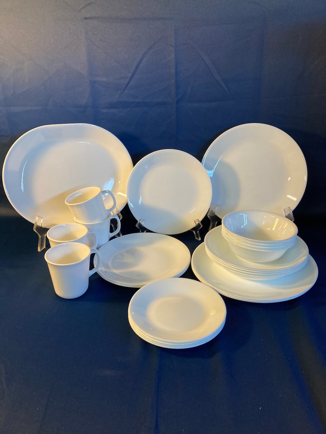 25 Piece Corelle Winter Frost White Dinnerware Set, Service for