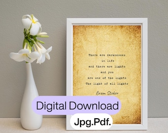 Dracula Book Quote A4 Digital Print, Vampire Gift for Book Lover, Gothic Wall Decor, There Are Darknesses in Life Literary Art
