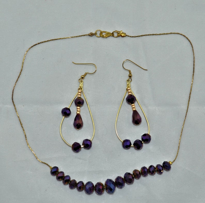 Purple swarvoski crystal Necklace set