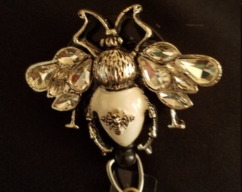 White Bug Badge Holder