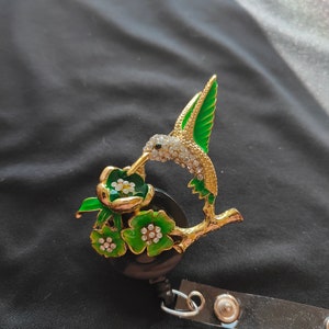 Green and Gold Hummingbird Badge Holder
