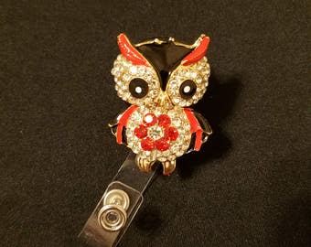 Red and Gold Owl Badge Holder