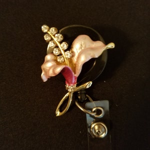 Pink Flower Badge Holder