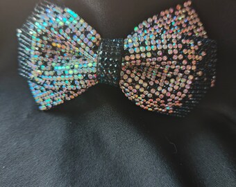 Black and White Rhinestone Hair Bow