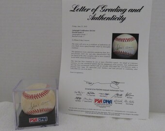 Hank Aaron Bat & Baseball autographed adirondack blue Line 70"s Bat PSA/DNA graded "national" league Baseball new UV protected Bat holder