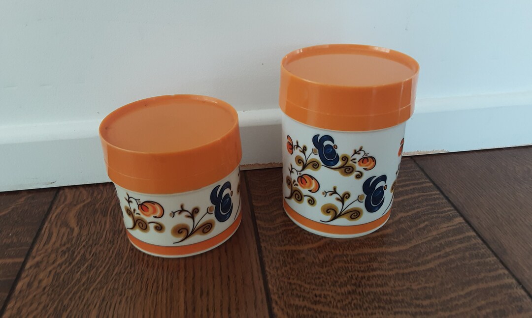 Set of 2 Space Age Design - Vintage Plastic Container Jar - Vintage ...