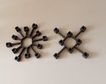 Set of 2 Danish Mid-Century Quistgaard cast iron spider candle holder for taper candles