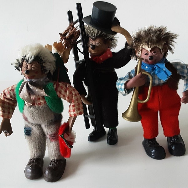 Original 3 Peter Figures Mecki | Hedgehog Toy | Steiff | 1960s | Vintage Collectible