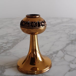 Glossy Bronze Candle Sticks designed by Pentti Sarpaneva - Name &quot;Pitsi&quot; (Lace) - Turun Hopea-Made in Finland - Scandinavian Brutalist Design