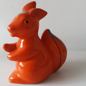 Vintage ceramic money box cute  orange  squirrel made by Bertoncello Italy in 70s