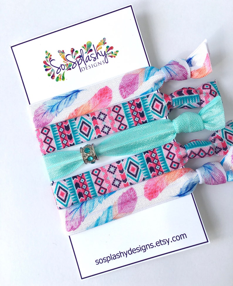 Leaf Aztec Hair Ties Gift For Girls Teens Or Ladies Etsy