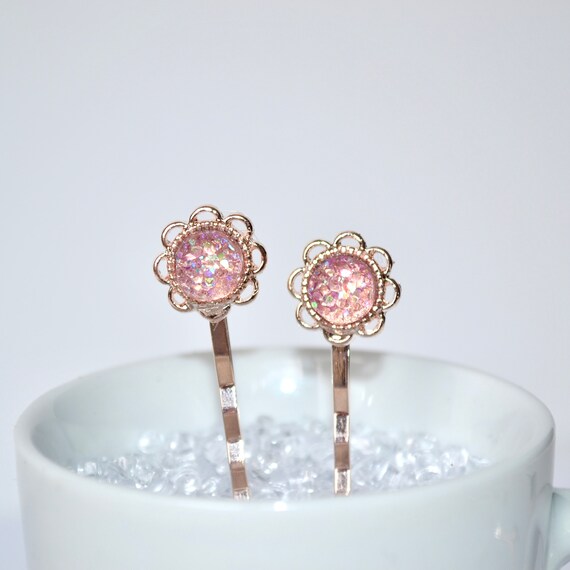 Rose Gold Druzy Bobby Pins Pink Druzy Bobby Pins Rose Gold Etsy