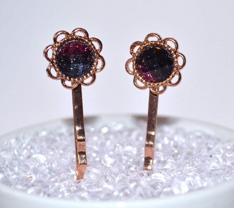 Rose Gold Bobby Pins With Scarlet Red Stone Embellished Bobby Etsy