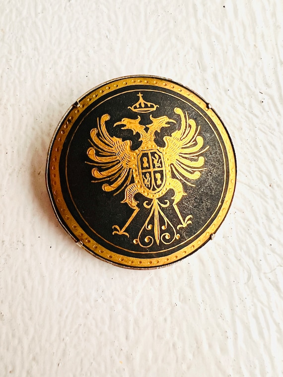 Broche Ancienne En émail - Blason Bretagne Armoiries - Occasion