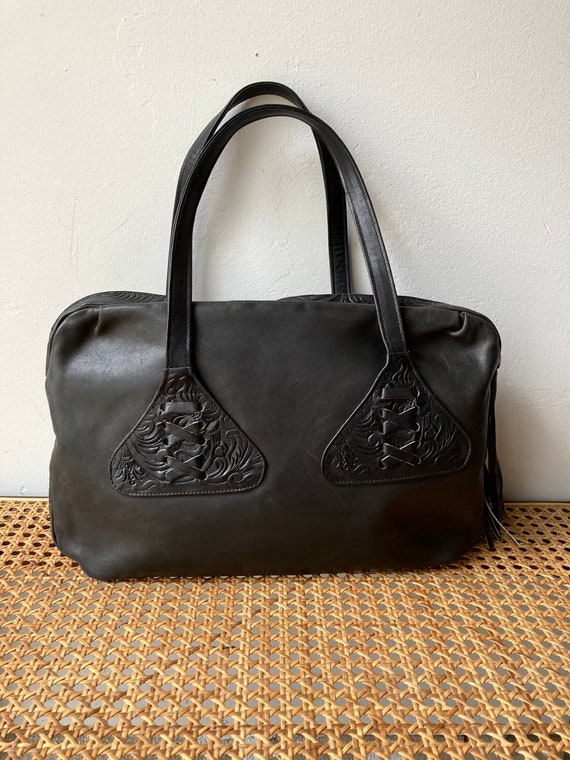 vintage leather book bag Gem