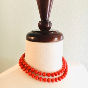 Chic and Classic: Vintage Vogue Coral Double Strand Statement Choker