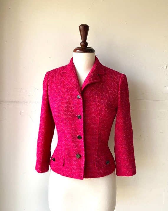 Rickie Freeman for Teri Jon Hot Pink Tweed Blazer-