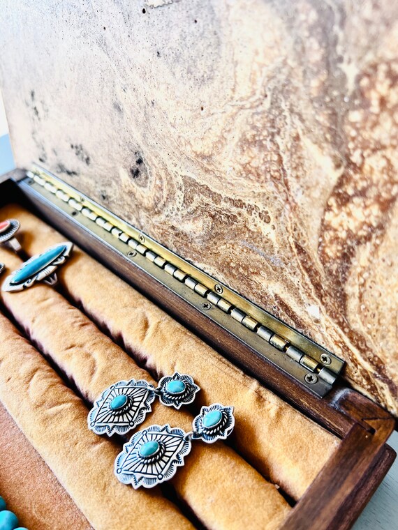 Vintage Dante Incolay & Wood Jewelry Box Gem