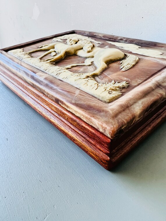 Vintage Dante Incolay & Wood Jewelry Box Gem