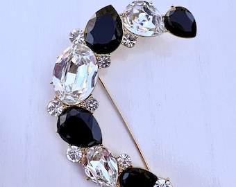 Broche Vintage Monet Meia Lua com Strass